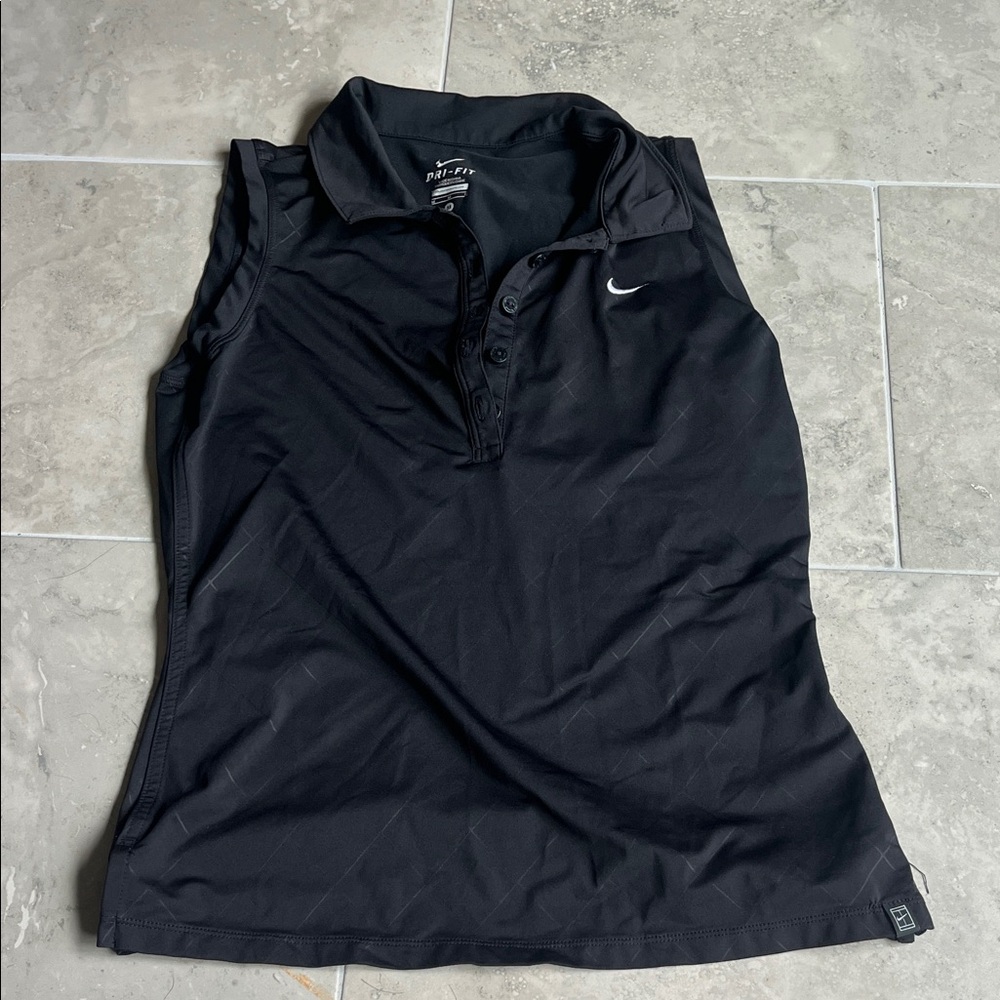 Nike Black Sleeveless Polo Top